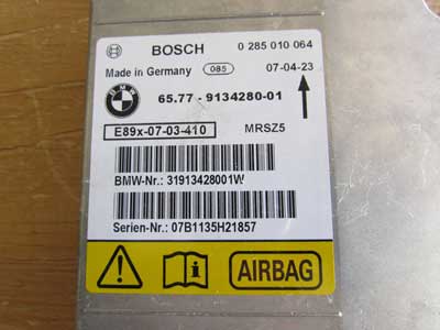 BMW Airbag Air Bag Control Module Unit Bosch 65779134280 E90 323i 325i 328i 330i 335i M34